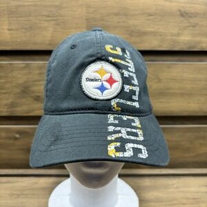 VINTAGE Reebok Pittsburgh Steelers Hat‎ Cap Size L/XL  FlexFit Stretch Black 90s